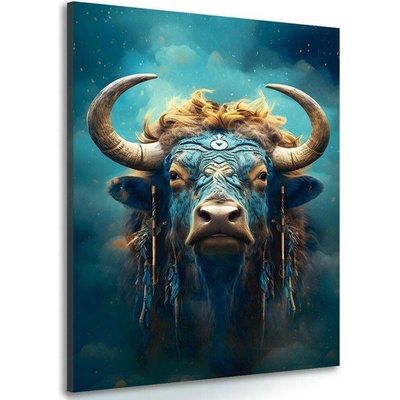Obraz modro-zlatý buvol - 40x60