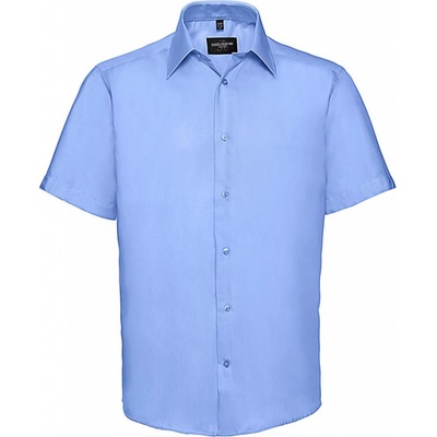 Russell Collection Vypasovaná košeľa bez žehlenia s kratkými rukávm Nebesky modrá