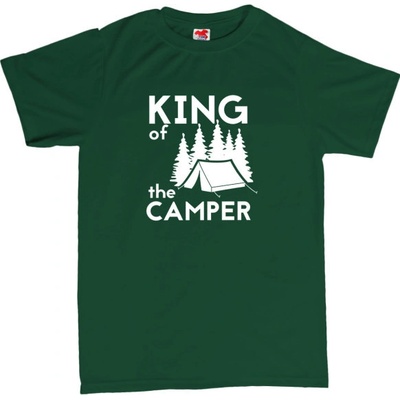 King of the camper stan pánské tričko s potiskem 401 zelená bottle bílá