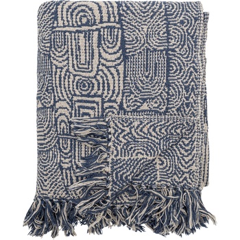 Bloomingville Одеяло Bresso с ресни 130 x 160 см синьо (82066398)