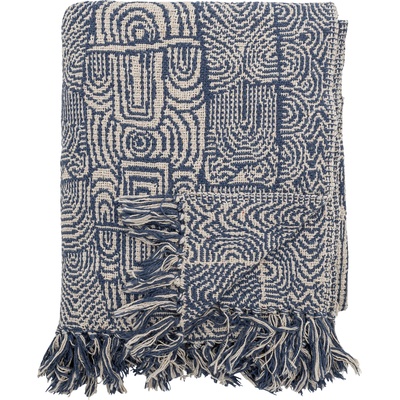 Bloomingville Одеяло Bresso с ресни 130 x 160 см синьо (82066398)