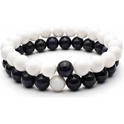 Budnej náramky pro páry yin a yang style z tridacny a modrého živce MN3040