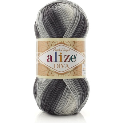 Alize příze Diva batik 1900 Černá, šedá, krémová