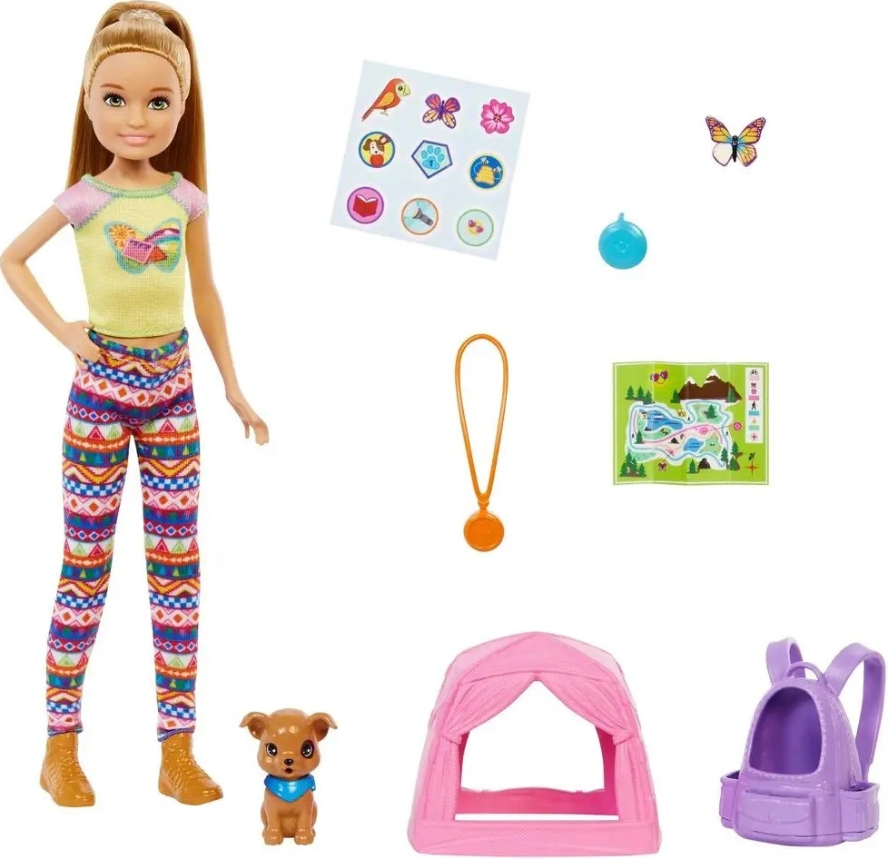 Barbie DreamHouse Adventure kempující sestra se zvířátkem Stacie™