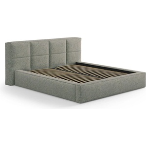 Micadoni Зелено двойно легло 140x200 cm тапицирано с място за съхранение с включена подматрачна рамка Simon Darren - Micadoni (Simon Darren Puente 33 140)