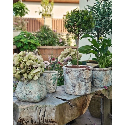 Clayre & Eef béžový antik terakotový květináč Teracci M 14x14x13 cm – Hledejceny.cz