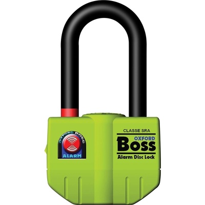 OXFORD zámek kotoučové brzdy Boss Alarm (integrovaný alarm, průměr čepu 14 mm, žlutý)