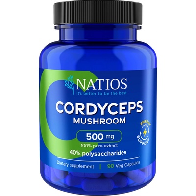 Natios Cordyceps Extract, 500 mg, 40% polysaccharides, 90 vegánskych kapsúl