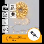 Aigostar - LED външна коледна гирлянда 150xLED/8 режима 10, 3m IP44 топла бяла (AI3059)