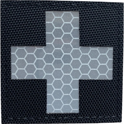 WARAGOD nášivka Reflective Fabric Cross Medic Patch Black and White