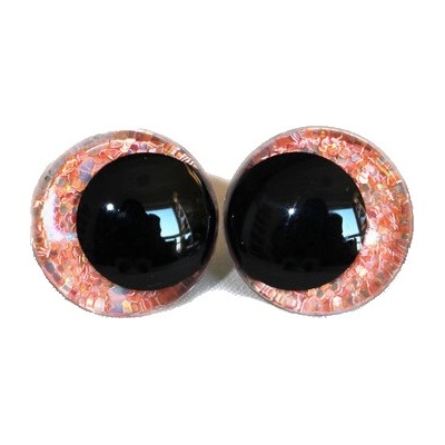 Oči bezpečnostní třpytivé šilhavé - 14mm, meruňková