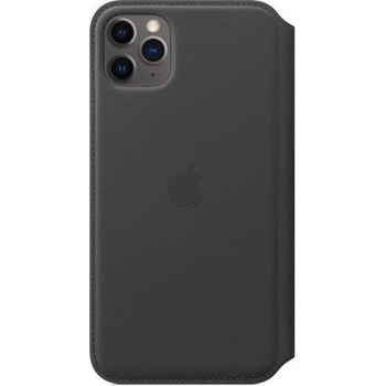 Apple Leather Folio Case - оригинален кожен (естествена кожа) калъф за iPhone 11 Pro Max (черен)