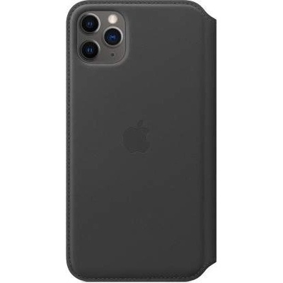Apple Leather Folio Case - оригинален кожен (естествена кожа) калъф за iPhone 11 Pro Max (черен)