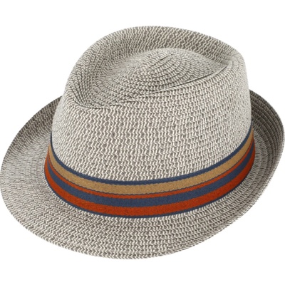 Fiebig Headwear since 1903 Letní klobouk s barevnou stuhou Trilby Emil šedý