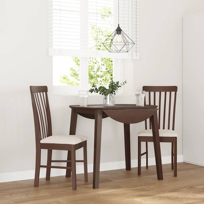 vidaXL Трапезни столове с възглавници 2бр Кафяв масивна дървесина гума (4102499)