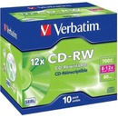 Média pro vypalování Verbatim CD-RW 700MB 8-12x, jewel, 10ks (43148)