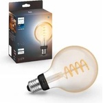 Philips White E27 Filament Globe lamp (550 LM), dimmable LED lamp for the Hue lighting system with warm white light, smart light control via voice and app - 929003051901 - mallbg