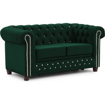 ROPEZ Зелен кадифен разтегателен диван 148 cm York Blik - Ropez (York Blink Sofa 2os. z f.spania Riviera 38 ( Davis ) l. srebrne, nogi brąz)