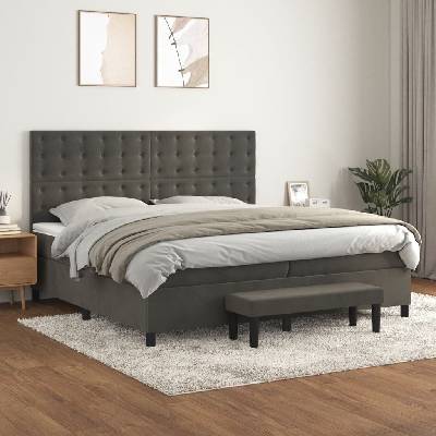 Petrashop 3138104 boxspring postel s matrací tmavě šedá samet