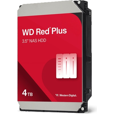 Твърд диск 4TB, Western Digital Red Plus NAS, SATA 6Gb/s, 5400rpm, 128MB кеш, 3.5" (8.89cm) (WD40EFZZ)