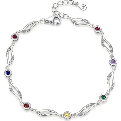 Zlatnictví Zlatíčko stříbrný náramek barevné kameny AH4538