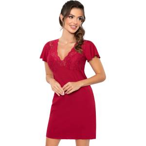 Donna Luiza нощница с дантела в цвят бордоV-65183-Bordo - Червен, размер S