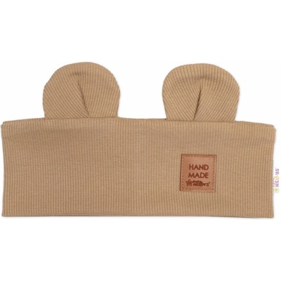 Baby Nellys čelenka Teddy s uškami pre deti Hand Made - hnědá, béžová
