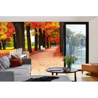 DIMEX ART Самозалепваща се флизелинова фототапета бяла пейка в парка 375 x 250 см