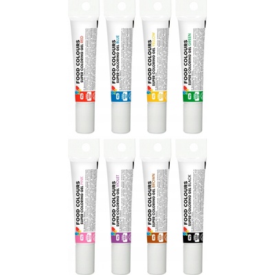 Food Colours Sada 8x Potravinářské Barvivo v Gelu MIX Barev 8x 20g