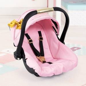 Bayer Nosidelko doll car seat with canopy pink with gold bow 67990AA