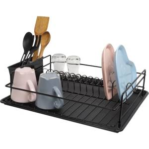 TopMebel Метална поставка за чинии Perilla в черен цвят 46x33x12см