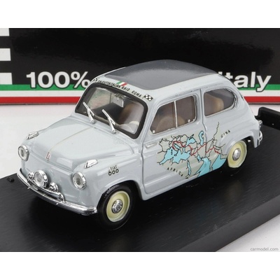 Brumm Fiat 600 Rally Raid Roma-calcutta 1955 13.260km In 11 Giorni 11 Days Grey 1:43