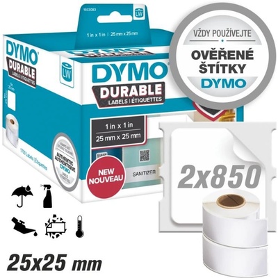 Dymo 25mm x 25mm, bílé, 2x850 ks, 1933083