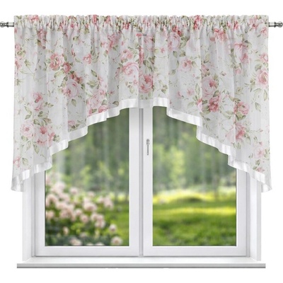 BytoTex Dekorační krátká záclona s květinami L 924, 300x140 cm