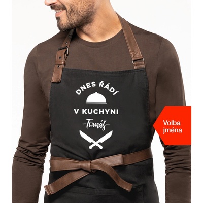 Kariban Zástěra pro muže se jménem Exclusive Dnes řádí v kuchyni.. Černá Black