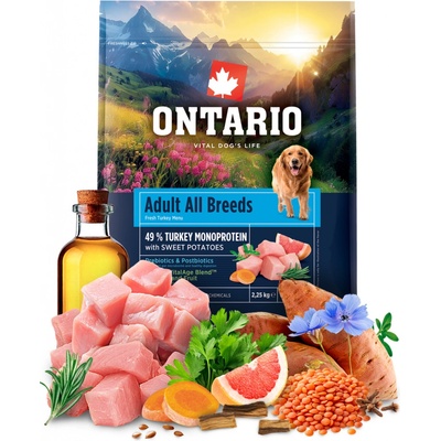 Ontario Adult All Breeds Monoprotein Turkey & Sweet Potatoes 2,25 kg