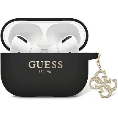 Guess Кейс Guess GUAP2LECG4K за AirPods Pro 2, черен, Liquid Silicone Glitter Triangle Charm (3666339171230)