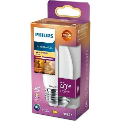 Philips LED Stmievateľná žiarovka Philips Warm Glow B35 E27/3,4W/230V 2200-2700K CRI 90 P6777