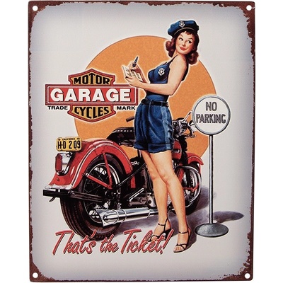 Světle šedá antik nástěnná kovová cedule Motor Garage Cycles - 20*1*25 cm - Clayre & Eef