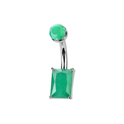 Šperky4U Piercing do pupíku obdélník Green Onyx TIT1582