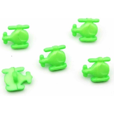 Detský gombík - zelený vrtuľník - priemer 1,5 cm