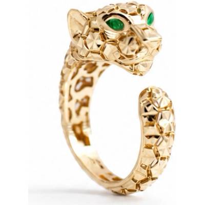 Lillian Vassago Originálny zlatý prsteň so zeleným smaltom Leopard LLV22 GR071Y