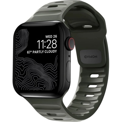 Nomad Силиконова каишка за Apple Watch 42мм, 44мм, 45мм, Ultra, Ultra 2, Ultra 3 49мм - Nomad Sport Band (тъмнозелен) (NM01132585)