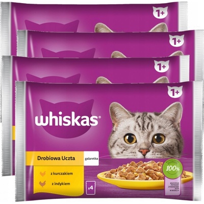 Whiskas Cat hydinový výber Kuracie Kačacie Morčacie v želé 4 x 85 g