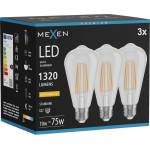 Mexen Vintis 3x LED филамент крушка E27, ST64, 10W, Топла - 2200K, 1320 lm, прозрачна (L152-E27-1022-00x03)