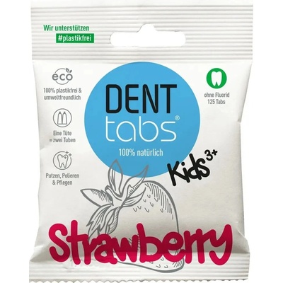 Denttabs Brush Teeth Tablets Kids without Fluoride bez fluoridu v tabletách pre deti Strawberry 125 tbl