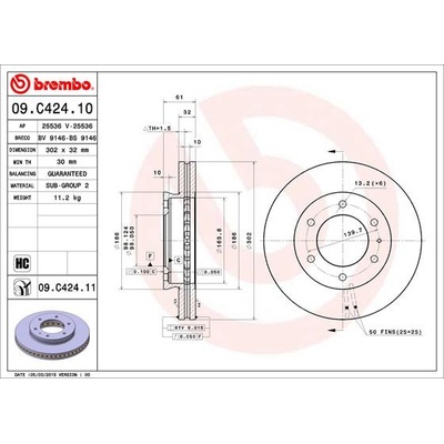 BREMBO Brzdový kotúč 09C42411
