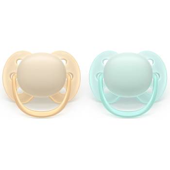 Philips Залъгалки Philips Avent - Ultra Soft, пастелни цветове с кутия за стерилизиране, 0-6 m, 2 броя (00A.0663.001)