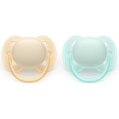 Philips Залъгалки Philips Avent - Ultra Soft, пастелни цветове с кутия за стерилизиране, 0-6 m, 2 броя (00A.0663.001)