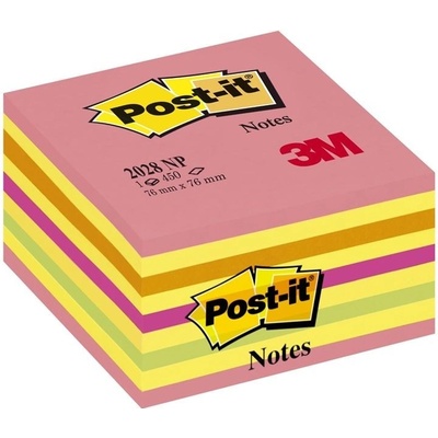 POST-IT Bloček kocka Post-it 76x76 neónová ružová mix (MM202810)